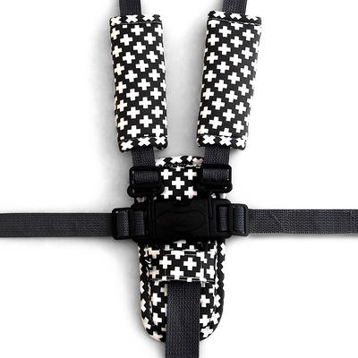 3 Piece Harness Cover Set - Charcoal Crosses - Outlook Baby
