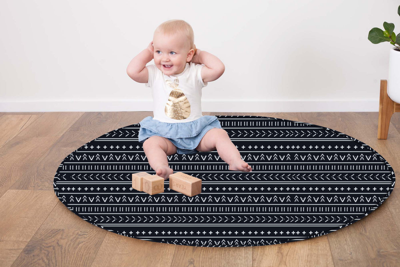 Baby Play Mat Quilted (Waterproof Backing) - Mudcloth