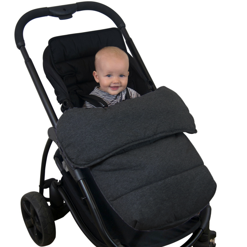 Jersey Cotton Stay Put Pram Quilt Footmuff Charcoal