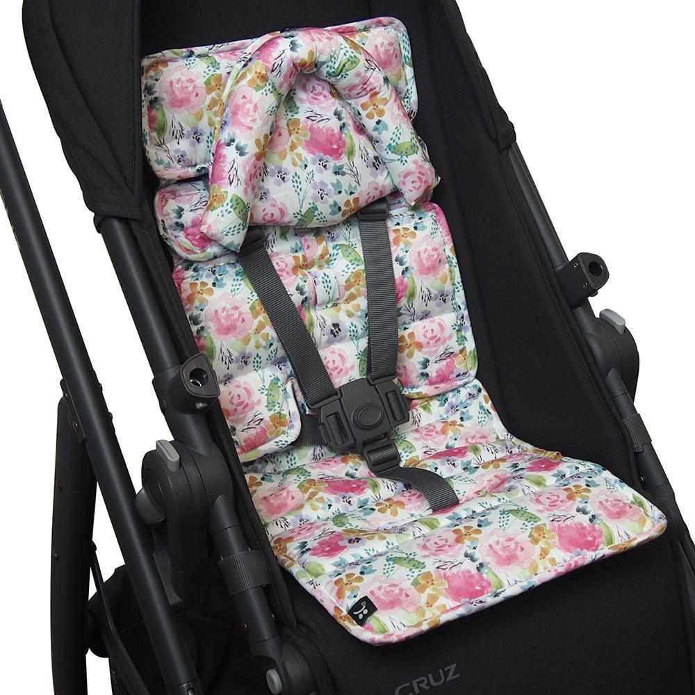 Mini Pram Liner with adjustable head support Floral Delight