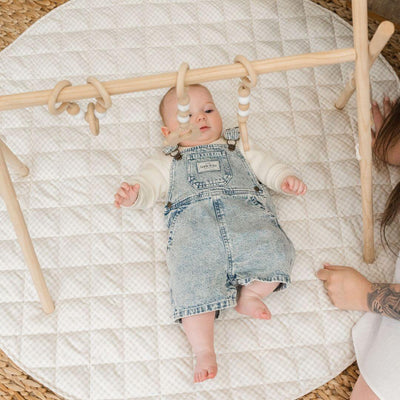 Enjoy Peace of Mind with the Wheat Gingham Baby Play Mat