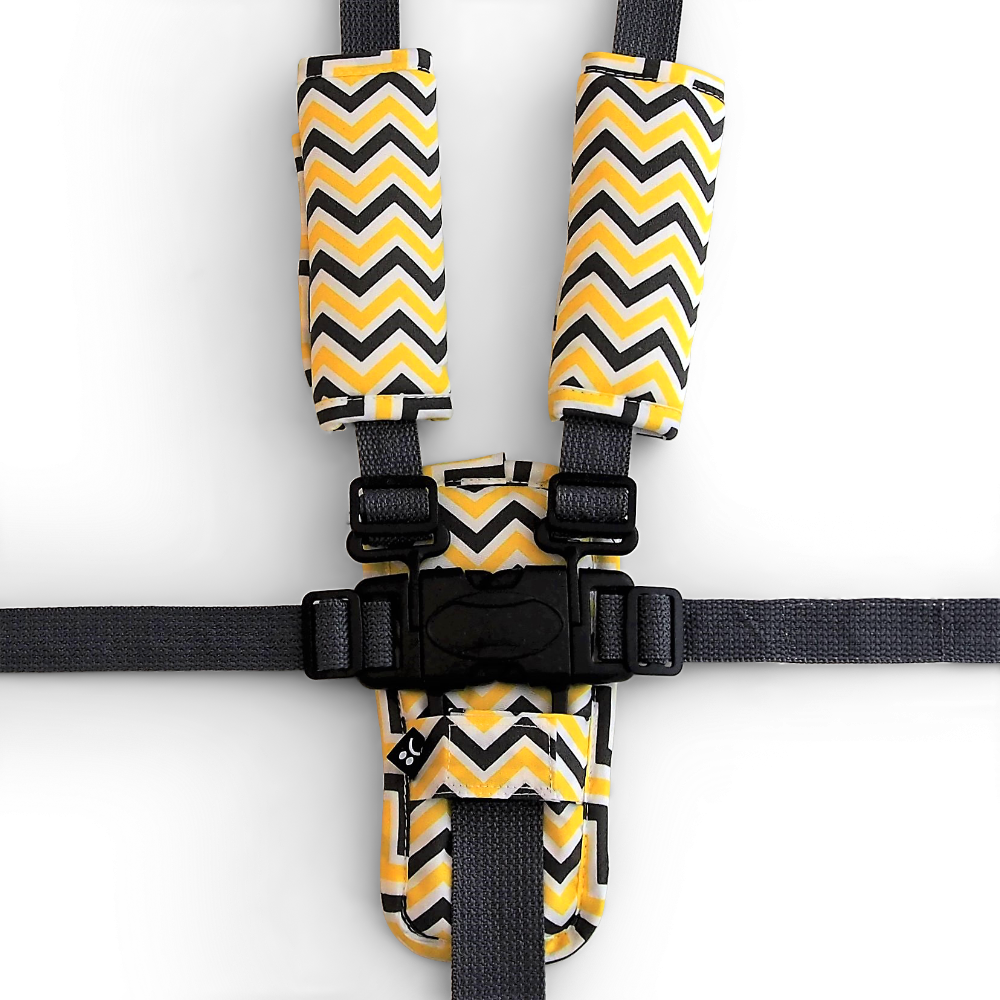Harness Cover Strap Set - Yellow Charcoal Chevron - Outlook Baby