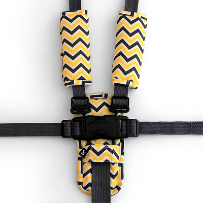 Harness Cover Strap Set - Yellow Charcoal Chevron - Outlook Baby