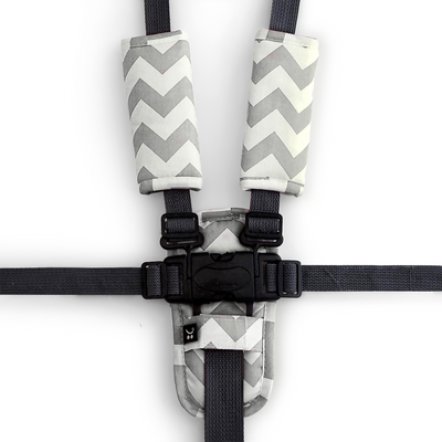 3 Piece Harness Cover Set - Grey Chevron - Outlook Baby