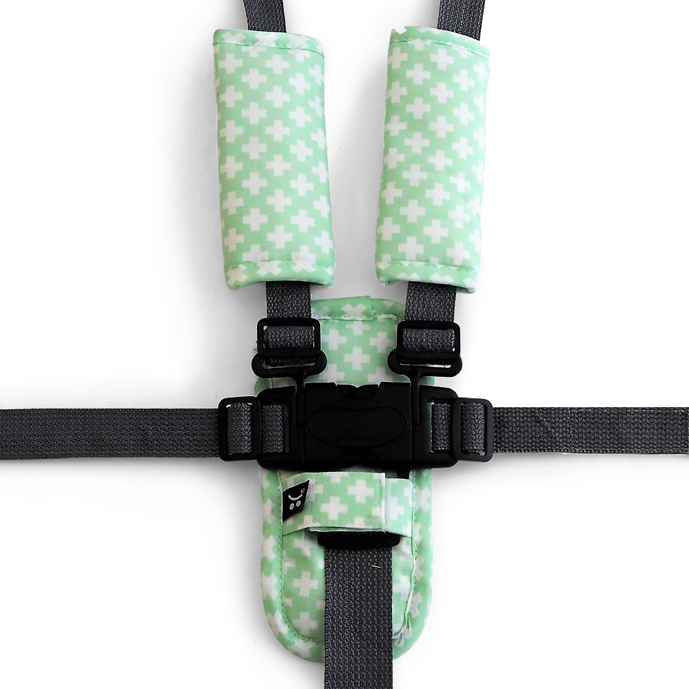 3 Piece Harness Cover Set - Mint Crosses - Outlook Baby