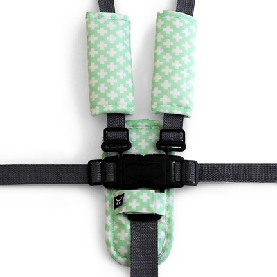 3 Piece Harness Cover Set - Mint Crosses - Outlook Baby
