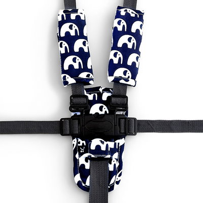 3 Piece Harness Cover Set - Navy Elephants - Outlook Baby