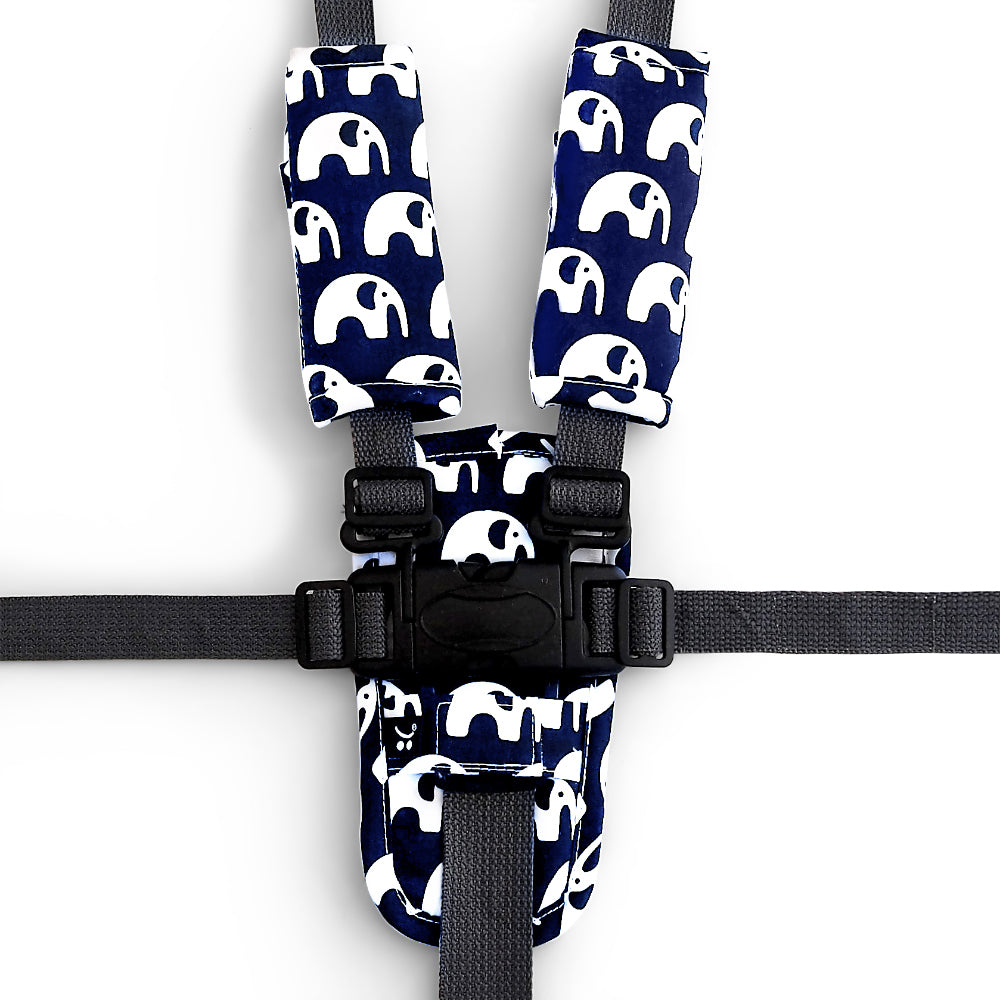 4 Piece Pram Liner Set - Navy Elephant - Outlook Baby