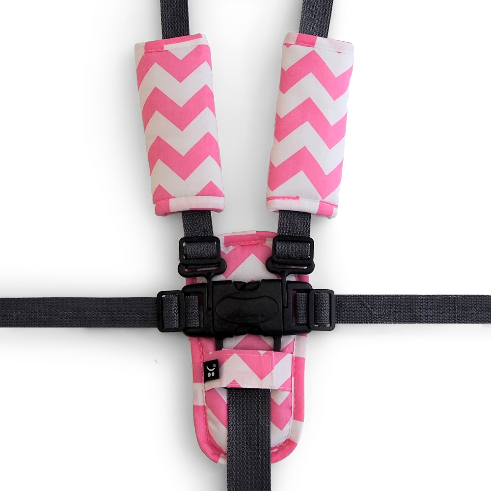 3 Piece Harness Cover Set - Pink Chevron - Outlook Baby