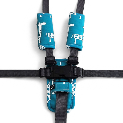 3 Piece Harness Cover Set - Teal Giraffe - Outlook Baby