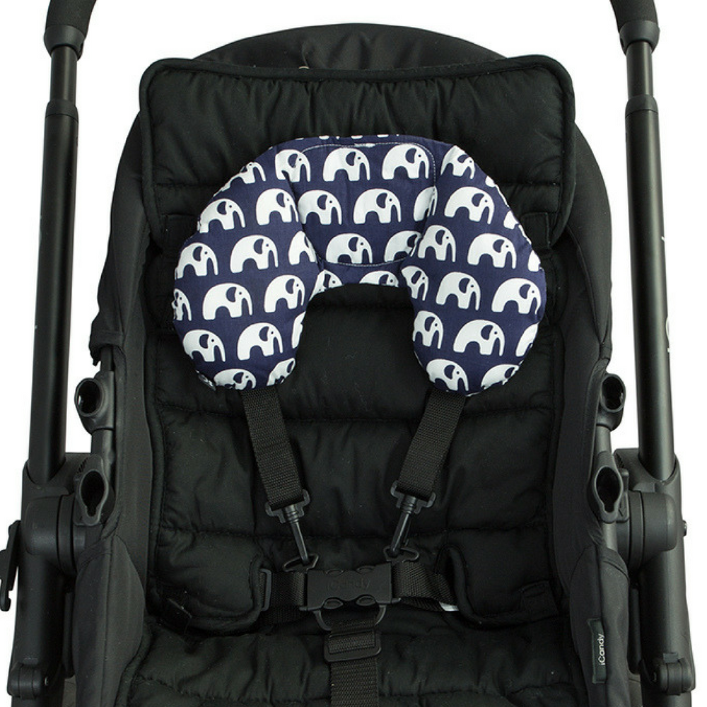4 Piece Pram Liner Set Navy Elephant Outlook Baby