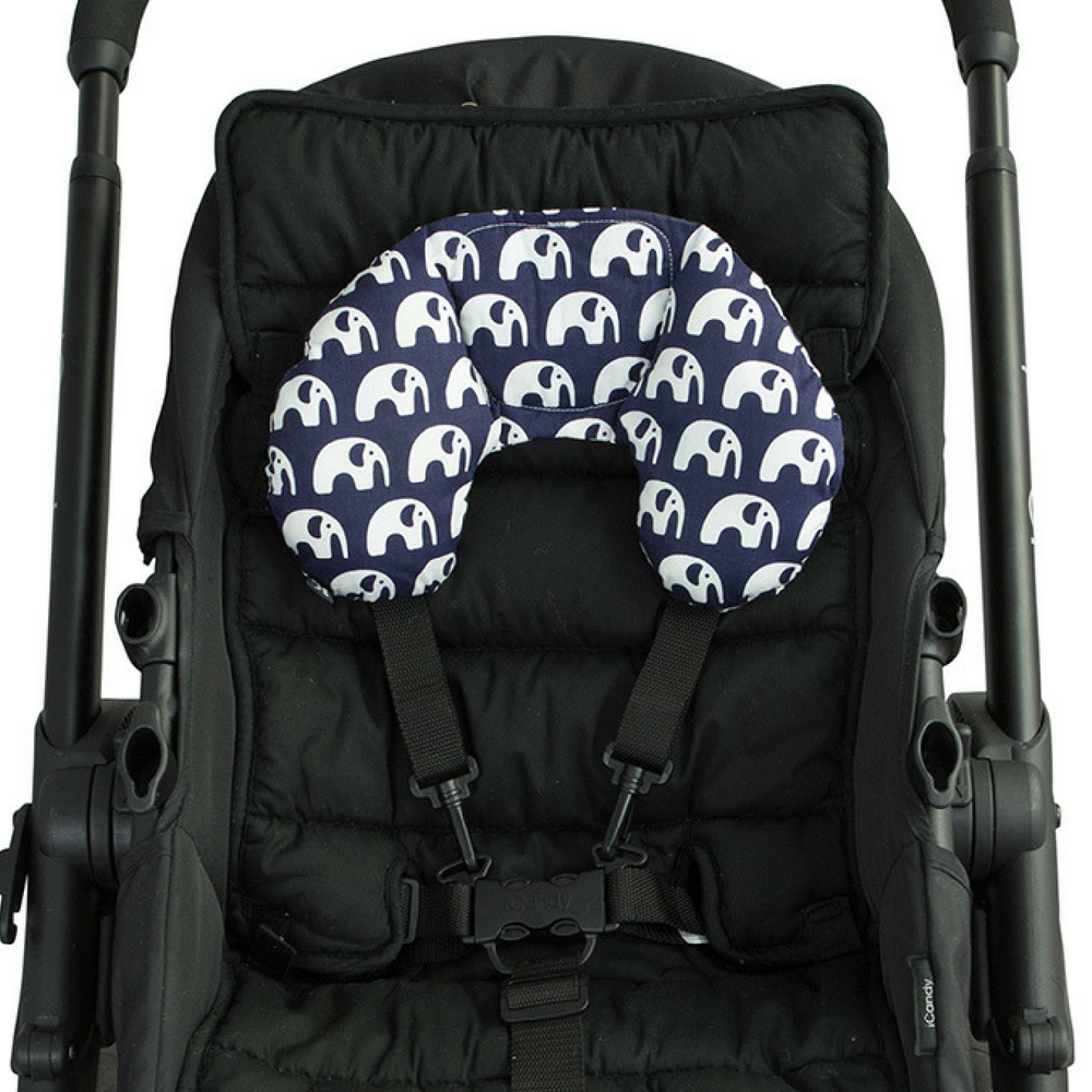 4 Piece Pram Liner Set - Navy Elephant - Outlook Baby