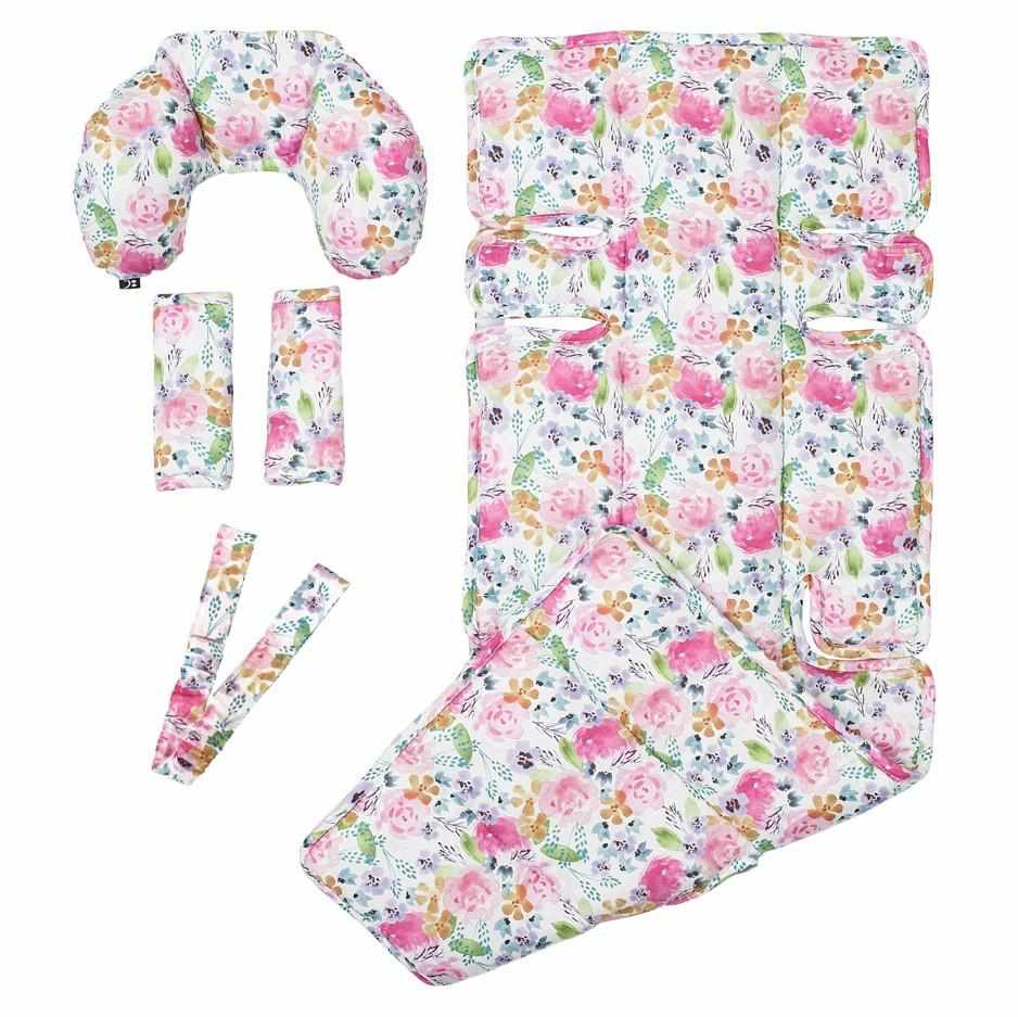 4 Piece Pram Accessories Set - Floral Delight - Outlook Baby