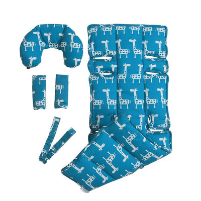 4 Piece Pram Liner Set - Teal Giraffe - Outlook Baby