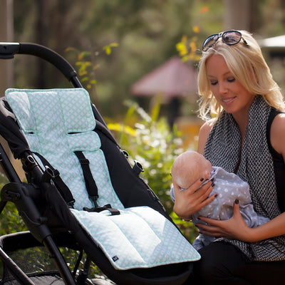 Pram Liner - Mint Crosses - Outlook Baby