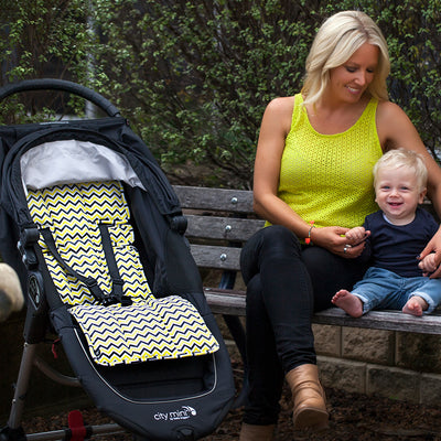 Pram Liner -Yellow Charcoal Chevron - Outlook Baby