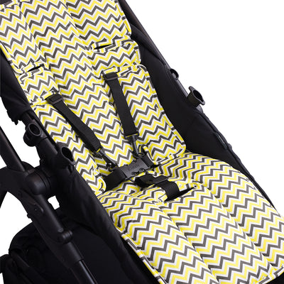 Pram Liner -Yellow Charcoal Chevron - Outlook Baby