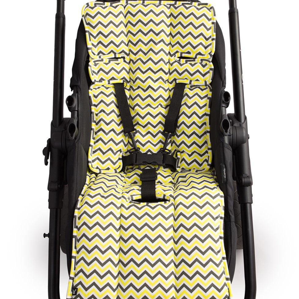 Pram Liner -Yellow Charcoal Chevron - Outlook Baby