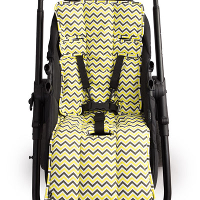 Pram Liner -Yellow Charcoal Chevron - Outlook Baby