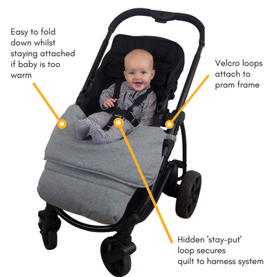 Jersey Cotton Stay-Put Pram Quilt/Footmuff - Rust