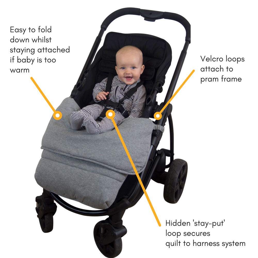 Jersey Cotton Stay-Put Pram Quilt/Footmuff - Sage Green
