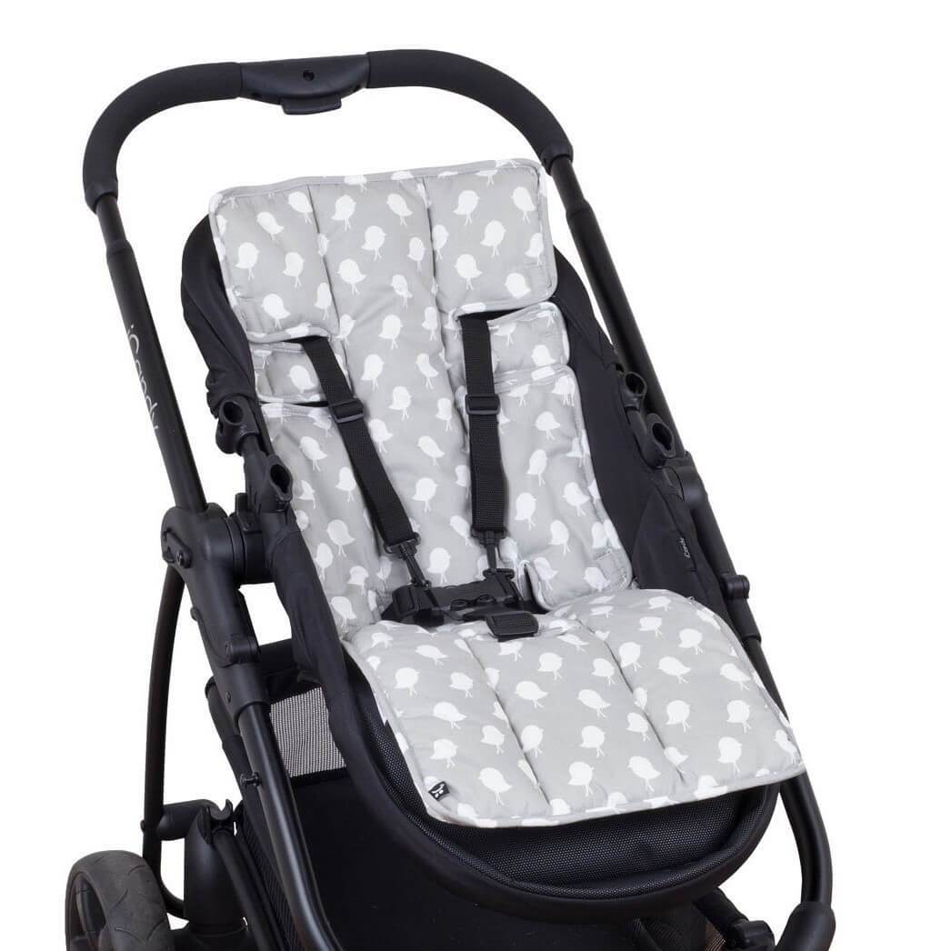 4 Piece Pram Liner Set - Grey Birds - Outlook Baby