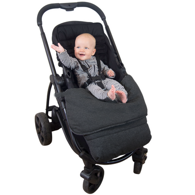 Universal Stay-Put Pram Quilt/Footmuff- Charcoal - Outlook Baby