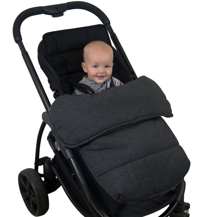 Jersey Cotton Stay Put Pram Quilt Footmuff Charcoal