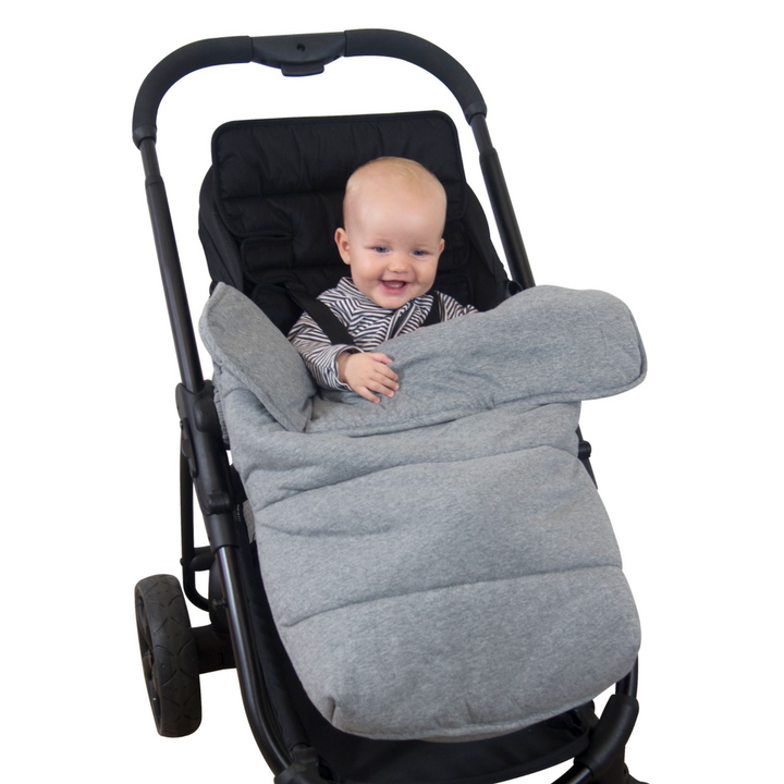 Jersey Cotton Stay Put Pram Quilt Footmuff Light Grey