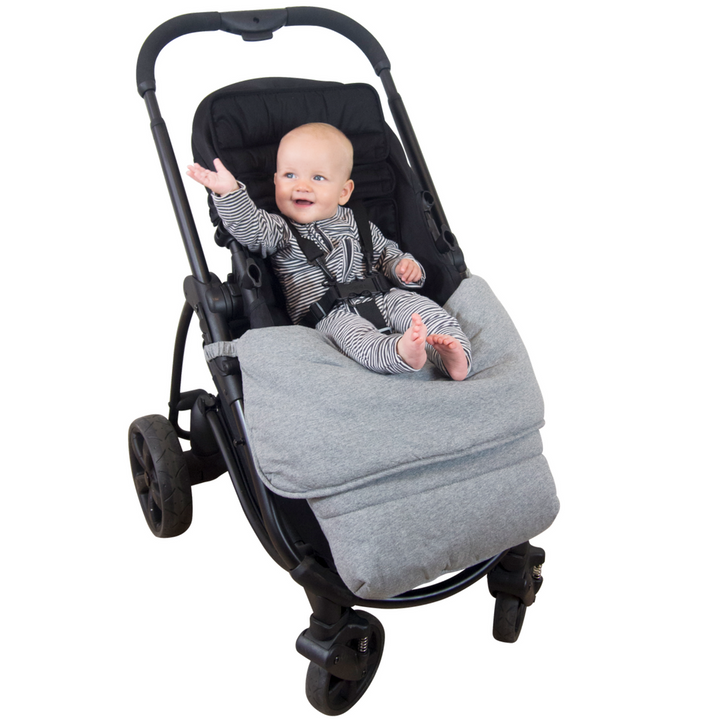 Jersey Cotton Stay Put Pram Quilt Footmuff Light Grey