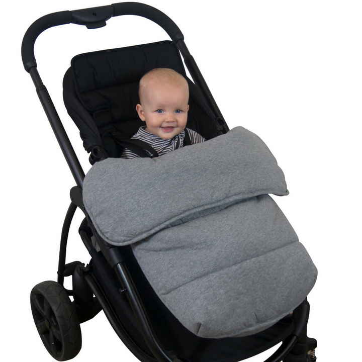 Jersey Cotton Stay Put Pram Quilt Footmuff Light Grey