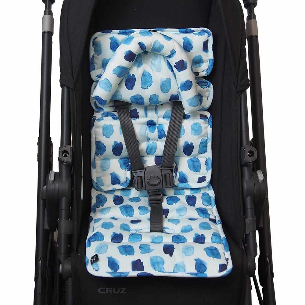 Pram Liner with built in head support - Indigo Rain - Outlook Baby