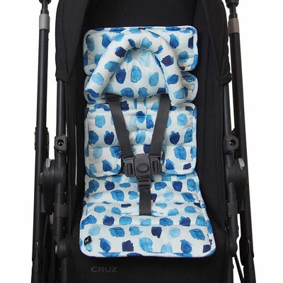 Pram Liner with built in head support - Indigo Rain - Outlook Baby