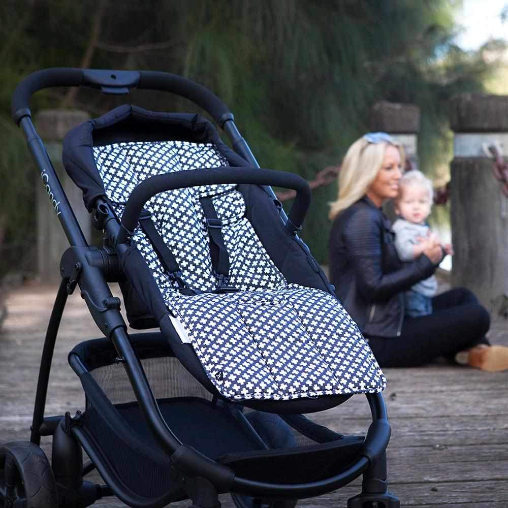 Pram Liner - Charcoal Crosses - Outlook Baby