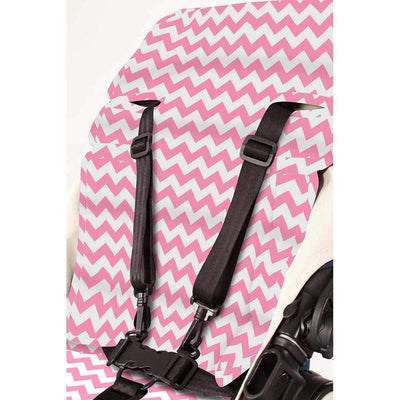 Cotton Pram Liner - Pink White Chevron - Outlook Baby