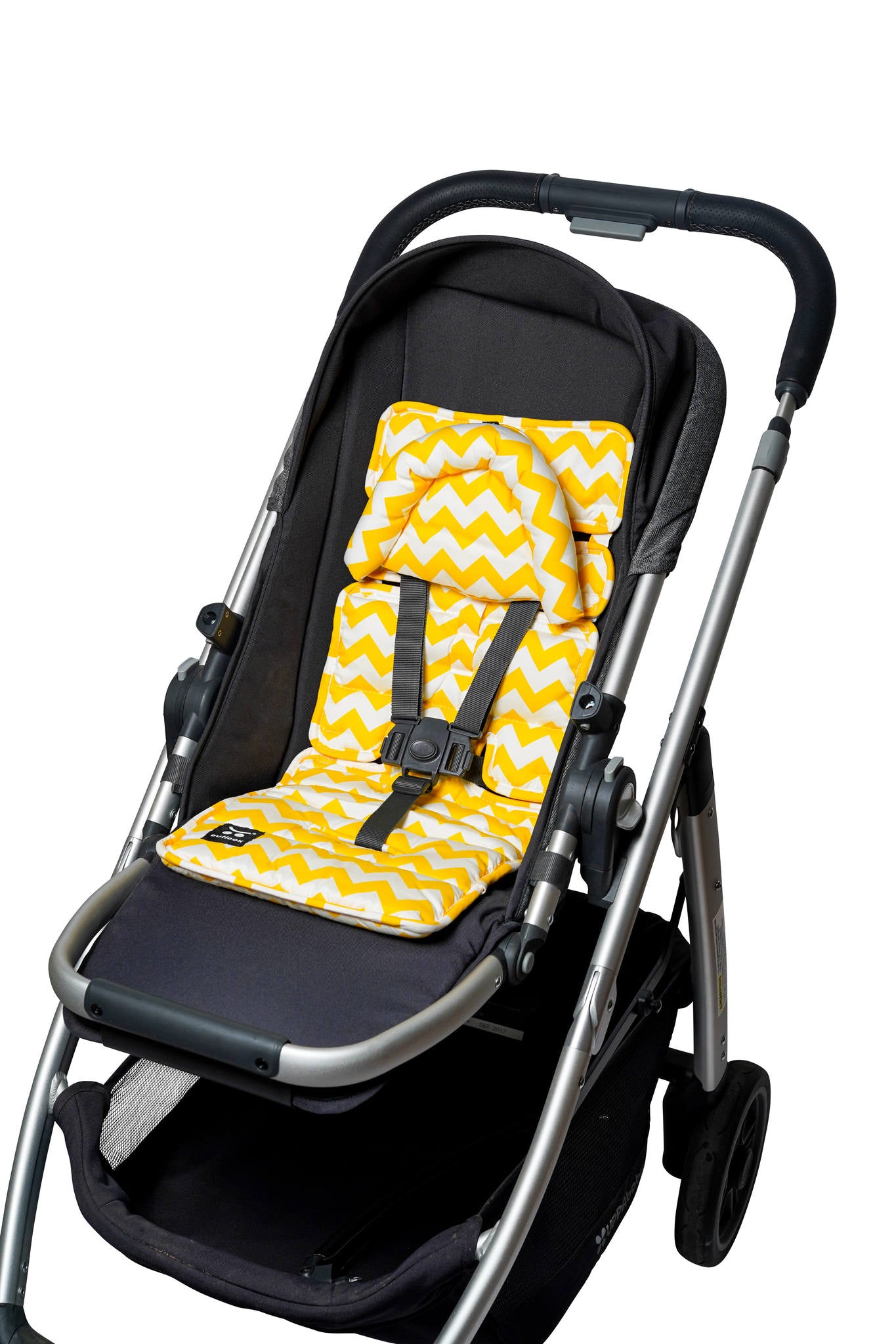 Mini Pram Liner with adjustable head support - Yellow Chevron