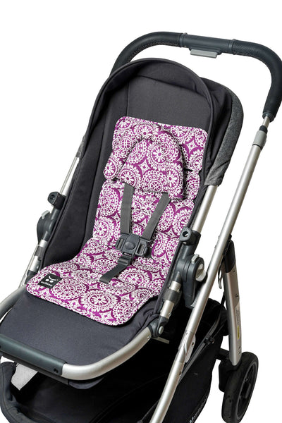 Mini Pram Liner with adjustable head support - Purple Mosaic