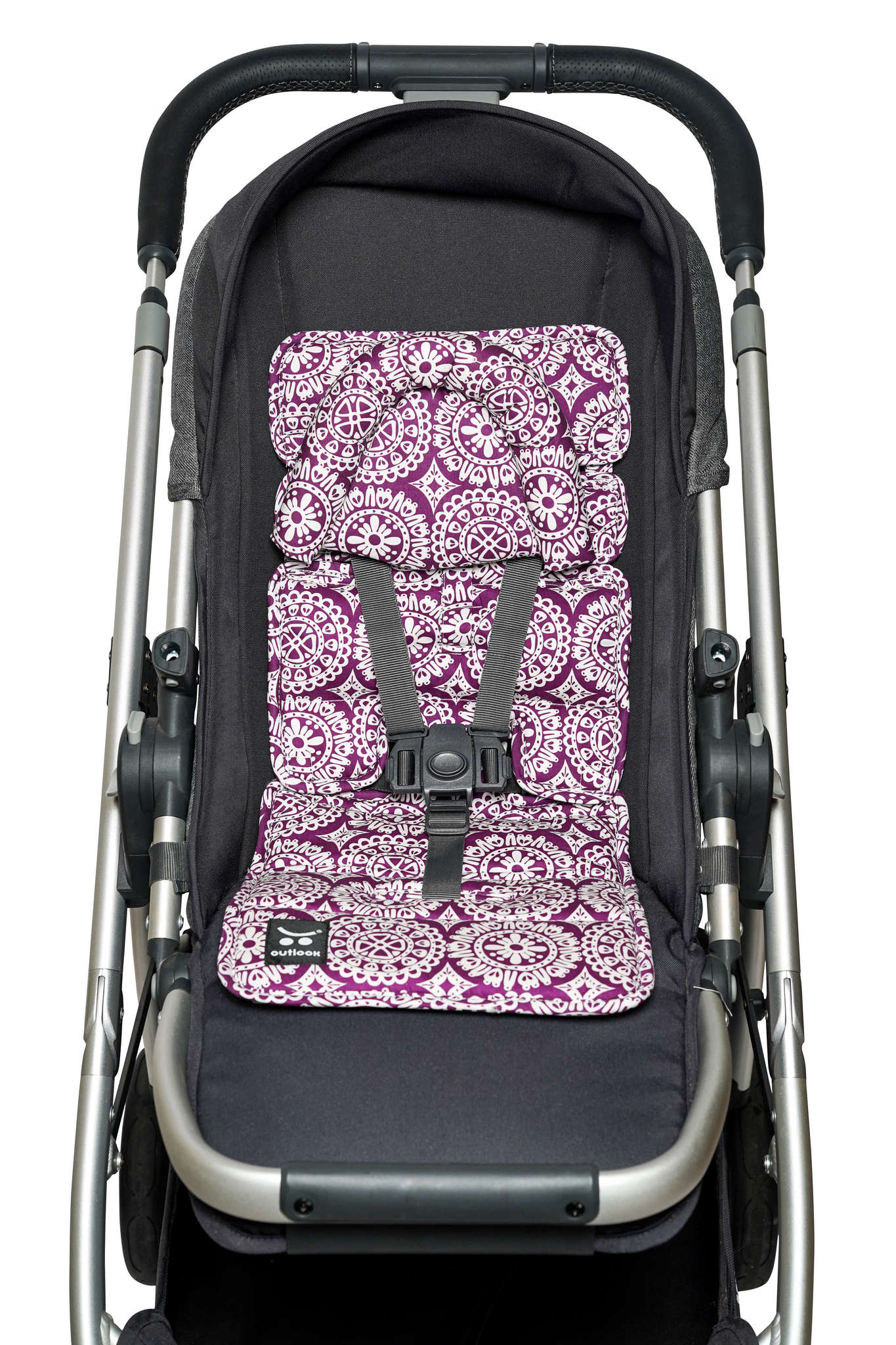 Mini Pram Liner with adjustable head support - Purple Mosaic