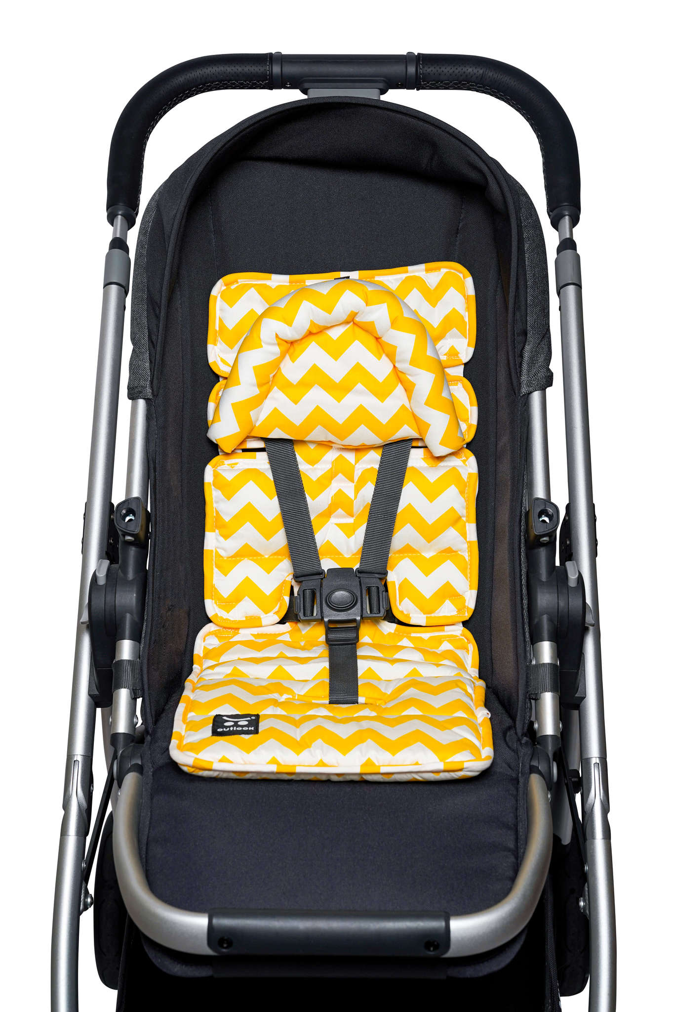 Mini Pram Liner with adjustable head support - Yellow Chevron