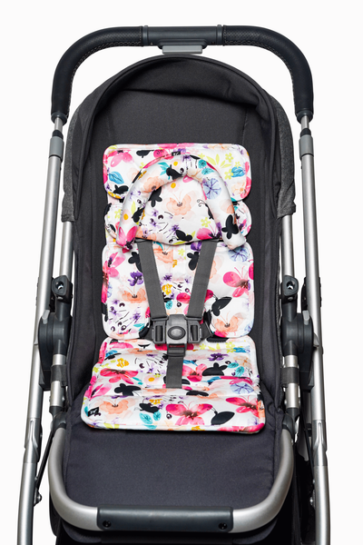Mini Pram Liner with adjustable head support - Floral Butterfly