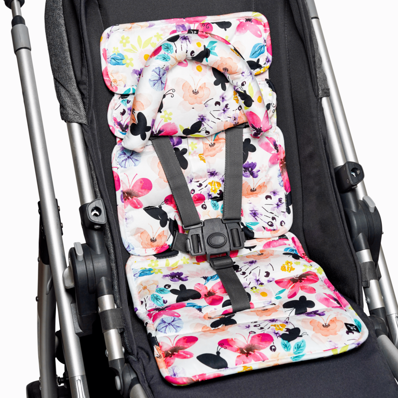 Mini Pram Liner with adjustable head support - Floral Butterfly