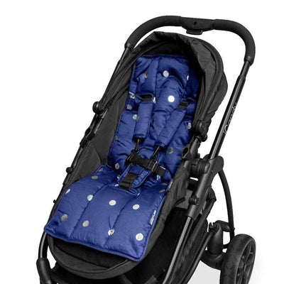 Foil Print Pram Liner - Navy/ Silver Giraffes/Spots - Outlook Baby